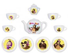 Smoby 310581 Bär Masha - Set da caffè in Porcellana, Colore: Bianco, Rosa, Verde
