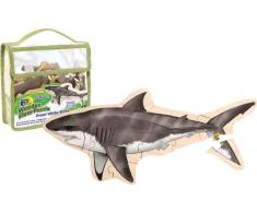 Wild Republic 84772 Squalo- Puzzle in legno da pavimento