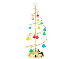 Shatchi 11841-SPIRAL-TREE-DIAMOND-33 cm - Albero di Natale a spirale con diamanti a LED, pre-illuminato, decorazione per la casa, 33 cm, idea regalo, multicolore