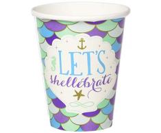 Amscan International 581975 - Bicchieri di Carta, Motivo: Sirena, Confezione da 8