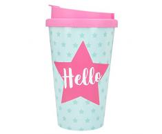 Depesche 2180.022 to-Go - Bicchiere in plastica con scritta Hello, 350 ml, multicolore