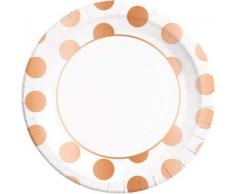 Procos- Piatti Carta Metallic 23 cm, Copper Dots, 8 Pezzi, Multicolore, PR89542