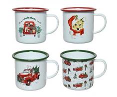Kaemingk Tazza Mug in Ferro Fantasia Natalizia 4Ass Natale Decorazioni, Multicolore, 8719152970391
