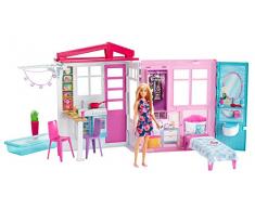 Barbie Loft con Bambola, Casa a 1 Piano, Portatile con Piscina e Accessori, Giocattolo per Bambine da 3 + Anni, FXG55