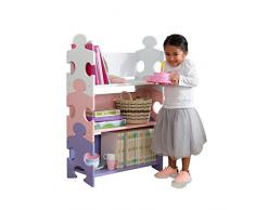 Kidkraft 14415 - Scaffale A Puzzle con 3 Mensole, in Legno, Mobile per la Cameretta dei Bambini, Bianco/Rosa/Viola
