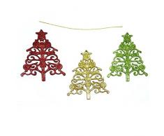 Gifts 4 All Occasions Limited Shatchi - Decorazione da appendere per albero di Natale, 3 pezzi