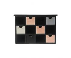 Rebecca Mobili Porta Spezie Portagioie da appoggio Legno Chiaro Nero 6 Cassetti 6 Vani Stile Contemporaneo Ordine Trucchi Aromi Gioielli (cod. RE6286)
