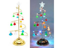 Shatchi 11843-SPIRAL-TREE-DIAMOND-25,4 cm albero di Natale a spirale LED pre-illuminato decorazione per la casa 26 cm regalo, multicolore