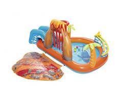 Bestway - Play Center Vulcano con Fondo Gonfiabile - Scivolo - Spruzzo - Gioco con Anello e Palline, 265 x 265 x 104 cm, 53069
