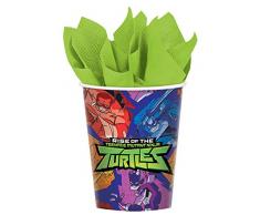 Amscan International 582209 - Bicchieri di carta da 266 ml, motivo: The Rise of Teenage Mutant Ninja Turtles, colori assortiti