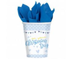Amscan International 9901953 266 ml on your Christtening Day blu bicchieri di carta