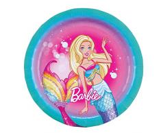 Amscan- Piatto 18 cm Barbie Dreamtopia, Multicolore, taglia unica, 7AM9902523