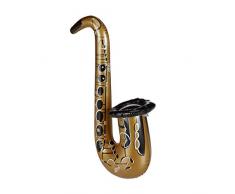 Relaxdays sassofono gonfiabile, strumento gonfiabile, accessorio divertente per feste, giocattolo, decorazione, 52 cm, PVC, oro