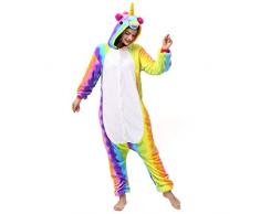 Katara 1744 Kigurumi Unisex Adulti Costume Animale Pigiama intero Carnevale, Unicorno Arcobaleno, 175-185cm