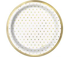 Unique Party- Piatti di Carta, Gold, 72574