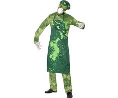 SMIFFYS Costume Uomo Rischio Biologico, Verde, comprende Pantaloni, Top, Grembiule, Capp