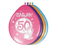 Folat 22455 Sarah Super Party Palloncini per 50° compleanno, 8 pezzi, multicolore
