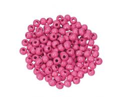 efco - Perline in Legno, Ø 4 mm, Foro 1,5 mm, Confezione da 165 Pezzi, in 22 Colori Assortiti, Rosa