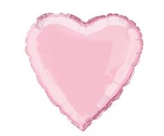 Unique Party 52959 Palloncino a Elio in Foil a Forma di Cuore, Rosa Pastello