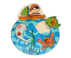 Hess 14804 - Bambino Giocattolo in Legno Handle Puzzle, Pirata, 4 Parti