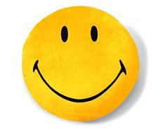 Nici 35871 - Cuscino smiley, peluche, rotondo, 35 cm, giallo