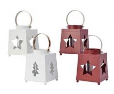 Kaemingk Portacandele Tealight in Ferro Rosso/Bianco Natale Candele E Incensi, Multicolore, 8718533307030