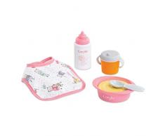 Corolle-BB30 110220, Set da Pranzo con biberon, Bicchiere, Piatto, Cucchiaio in plastica e Bavaglino in Tessuto, Colore: Rosa