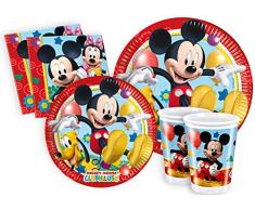 Ciao-Kit Party Tavola Mickey Mouse Club House Persone (112 Pezzi Ø23cm, Piatti Ø20cm, 24 Bicchieri, 40 Tovaglioli), Multicolore, Y2495