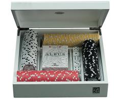 Juego JU00080 Albus Unicorno Gioco di Poker Cofanetto in Legno Laccato Bianco