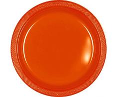 Piatto Amscan Internazionale 22,8 centimetri di plastica (arancione)