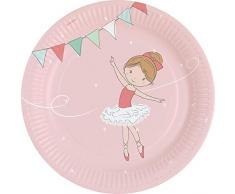 amscan 9903945 - 8 Piatti di Carta Little Dancer, Multicolore