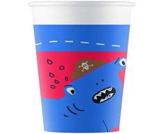 Procos 90244 Bicchieri da Festa Pirati in Cartone, 8 Pezzi, Rosso, Bianco, Blu