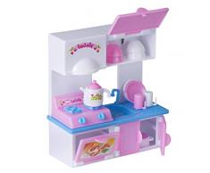 Playkidz Set Finta di Giocare a Mini Accessori Super Resistenti per la casa delle Bambole per Bambini o Solo per Divertimento (Cucina Rosa), Colore