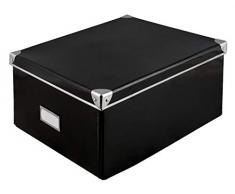 Idena - Scatola in Cartone Rigido, Coperchio Rinforzato in Metallo, con Spazio per Scrivere, ca. 36 x 28 x 17 cm