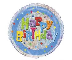 Unique Party 55513 - 45 cm Palloncino in Foil a Forma di Prisma strambo Happy Birthday