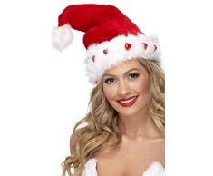 SMIFFYS Smiffys Cappello Babbo Natale con luci, Rosso, Deluxe, Adulti, Rosa, Taglia Unica, 23029
