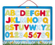 LENA 65821 Lavagna Magnetica per apprendimento, con 26 Lettere magnetiche e 10 Numeri magnetici, Motivo: Ape Maia, con Tutte Le Lettere ABC e Numeri da 0 a 9 44 cm, dai 3 Anni