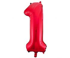 Unique Party 55851 - Palloncino Gigante - Numero 1 - 86cm - Rosso