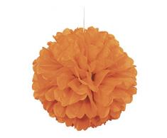 Unique Party 64276 - 40cm Pompon in Carta Velina Arancione Decorazione per Feste