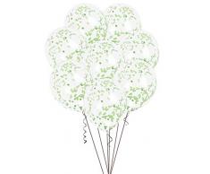 Unique Party 58119 - Palloncini di Coriandoli - 30 cm - Verde Lime - Confezione da 6