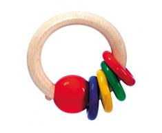 Hess 11104 - Bambino Giocattolo in Legno, Rattle Rotonda con 4 Anelli