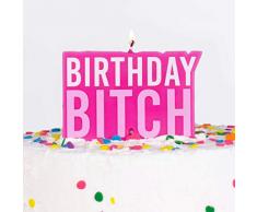 Ginger Ray - Candela decorativa per torta con scritta Happy Birthday, colore: rosa