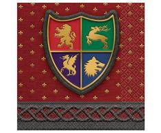 Amscan International 512108 - Tovaglioli da pranzo con stampa medievale, confezione da 16