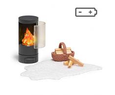 Lundby – 60 – 3058 – 00 da Camino, Nero. Bianco. Legno Naturale