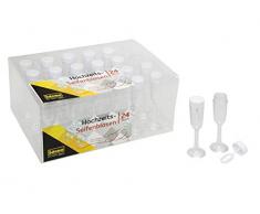 Idena 10133999 - Set di 24 Bolle di Sapone a Forma di Bicchiere da Spumante, per Matrimonio, 5 ml, Colore: Bianco