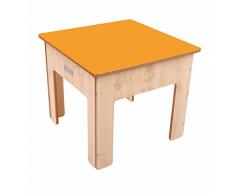 Little Helper FPT01 - 15 G TC di Gioco - Kit 3 in 1 con tavolino Bambini e Sabbia Tavolo con Lavagna per Gesso, Colore: Arancione/Naturale
