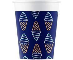 Procos 90580 - Bicchieri da Festa, Motivo: Fenicottero Neon, Unicorno, in Cartone, 8 Pezzi, Colore: Nero