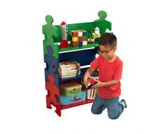 KidKraft-14400 Scaffale A Puzzle con 3 Mensole, in Legno, Mobile per la Cameretta dei Bambini, Colore Verde/Blu/Rosso, 14400