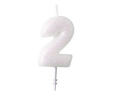 amscan 9904377 - Candela con 2 cifre, Colore: Bianco/Rosa