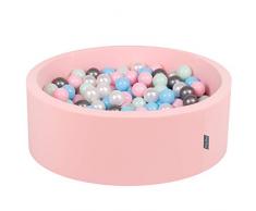 KiddyMoon 90X30cm/300 Palline ∅ 7CM Piscina di Palline Colorate per Bambini Tondo Fabbricato in EU, Rosa: Perla-Rosa Ch-Azzurro-Menta-Azzurro